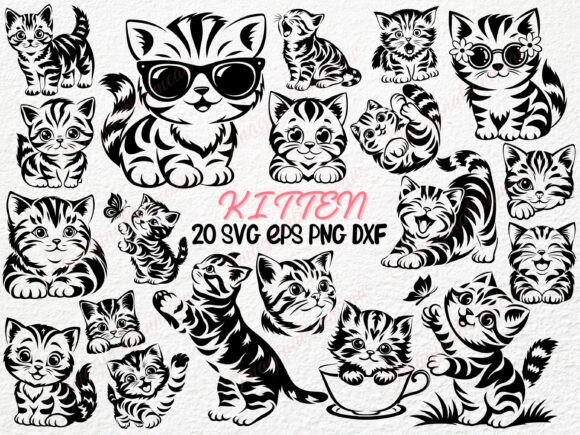 20 Cute Kitten SVG Cat Clipart Review