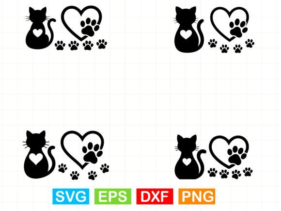 Black Cat SVG Cat Silhouette Paw