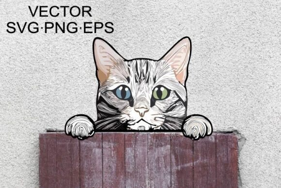 Cat Face Peeking Cat SVG PNG EPS Design Review