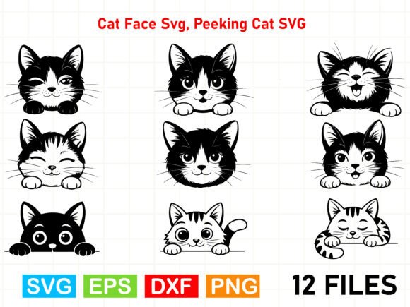 Cat Face Svg, Peeking Cat SVG Review for Embroidery