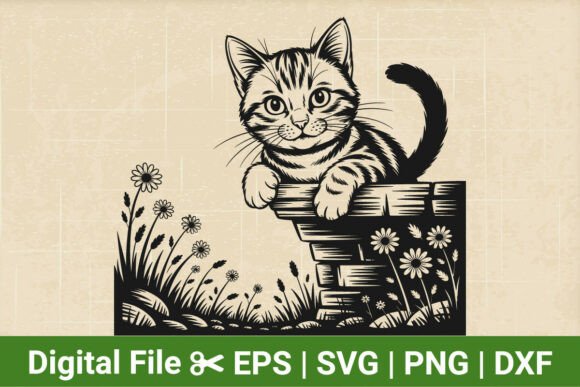 Cute Cat in Garden Shirt Design, Cat Svg Review