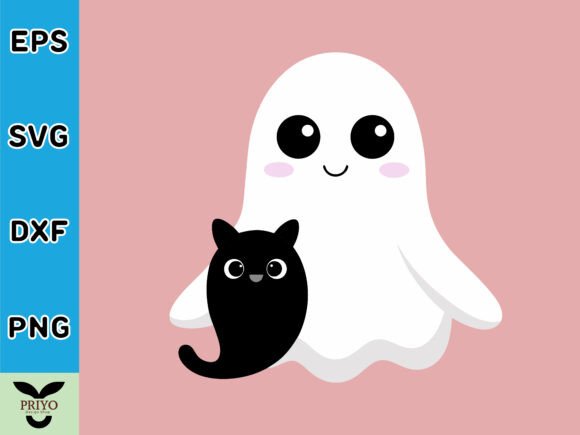 Cute Ghost and Black Cat SVG Vector Review