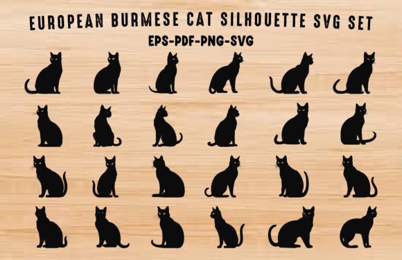 European Burmese Cat SVG Silhouette Set Review