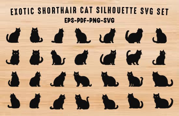 Exotic Shorthair Cat SVG Silhouette Set Review