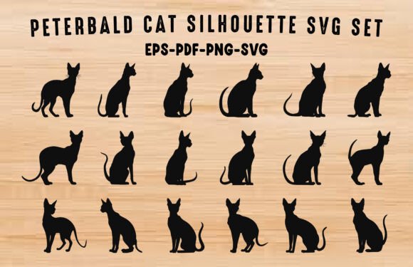 Peterbald Cat SVG Silhouette Clipart Set Review