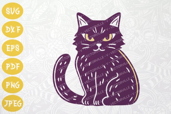 Purple Halloween Cat SVG Clipart Design Review